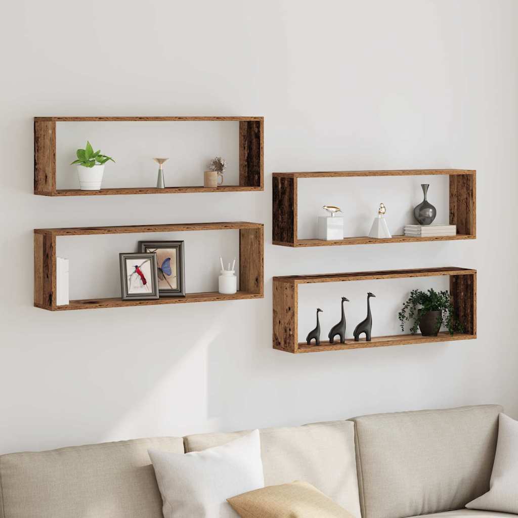Wandregal mit Regal 4 pcs Altholz 80 x 15 x 26 cm Holzwerkstoff