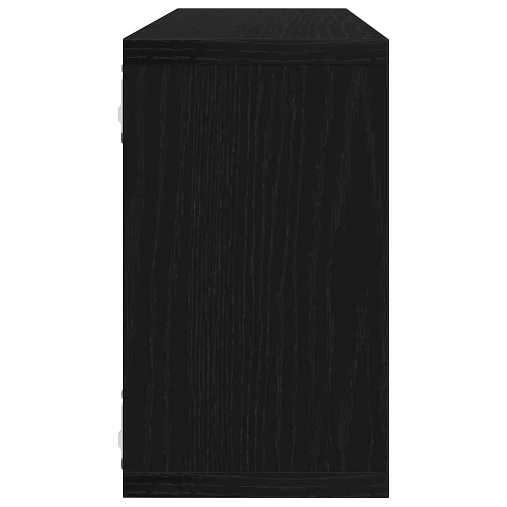 Wandregal mit Regal 4 pcs Schwarz Eichen-Optik 80 x 15 x 26 cm