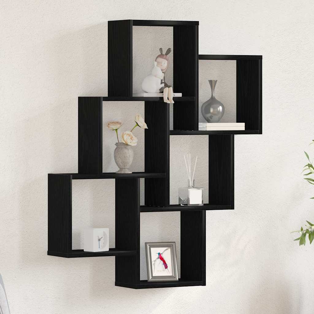 Wandregal Schwarz Eichen-Optik 78 x 15 x 92 cm Holzwerkstoff