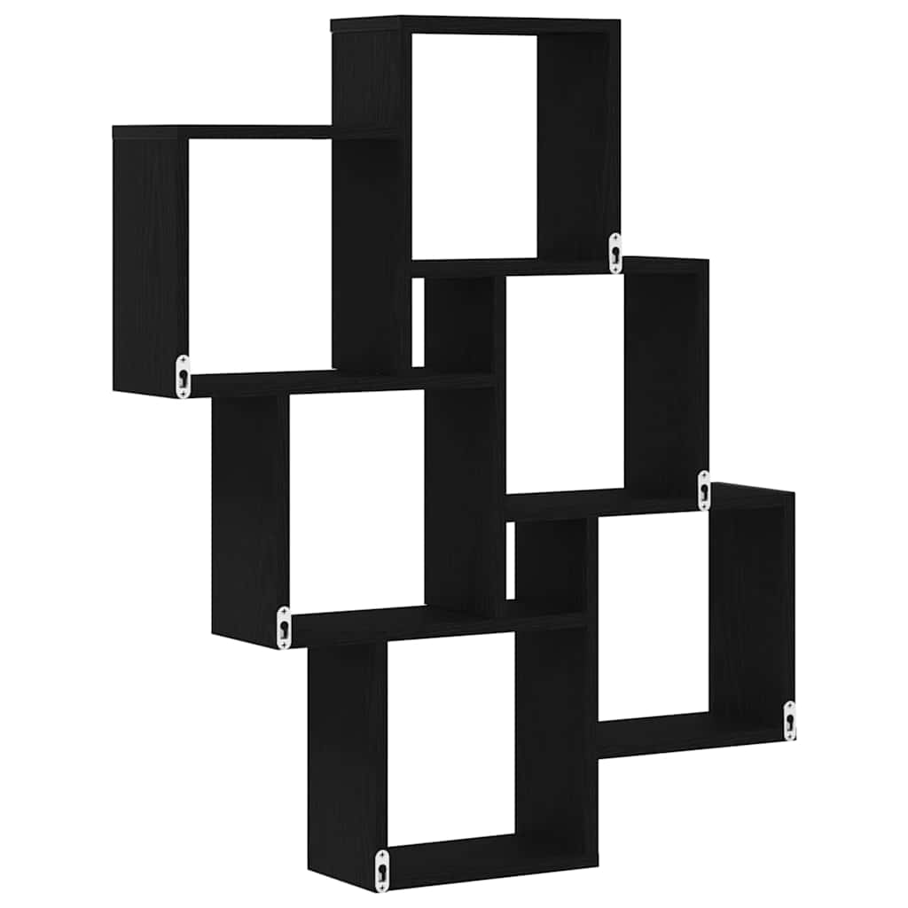 Wandregal Schwarz Eichen-Optik 78 x 15 x 92 cm Holzwerkstoff
