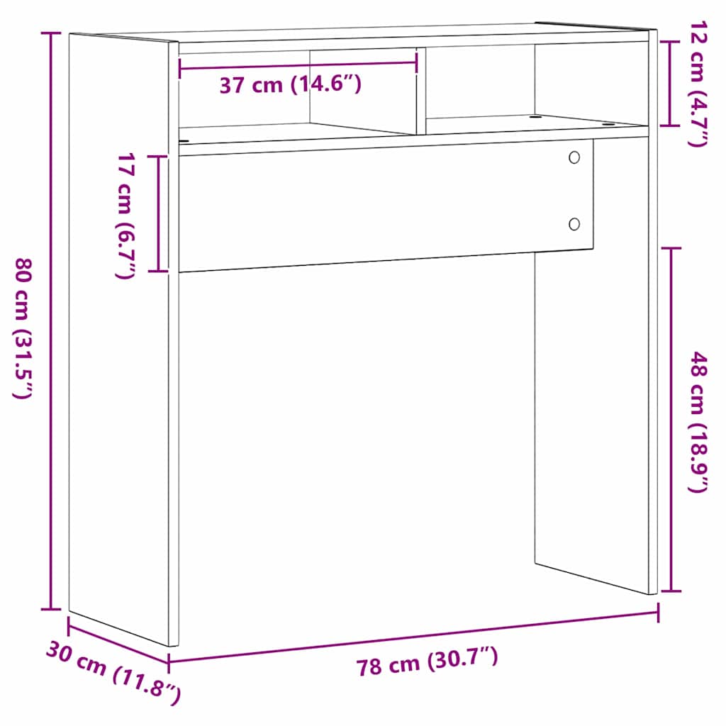 Konsolentisch Schwarz Eichen-Optik 78 x 30 x 80 cm