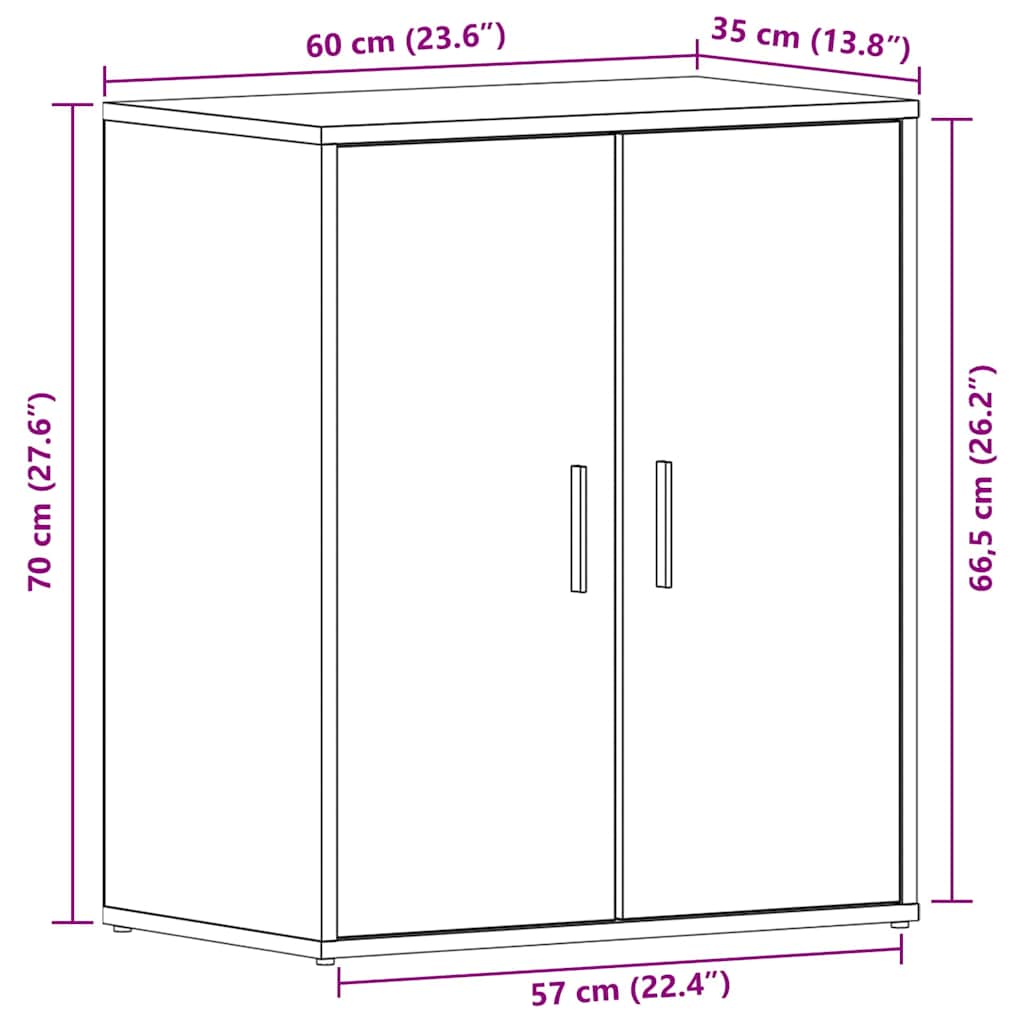 Schuhschrank Schwarz Eichen-Optik 60 x 35 x 70 cm Holzwerkstoff