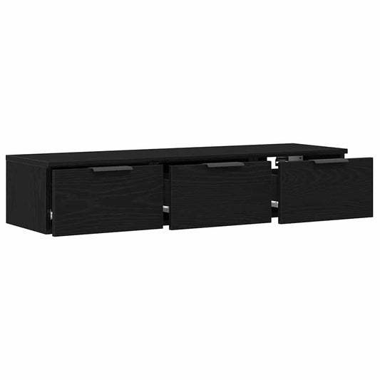 Wandschrank Schwarz Eichen-Optik 102 x 30 x 20 cm Holzwerkstoff