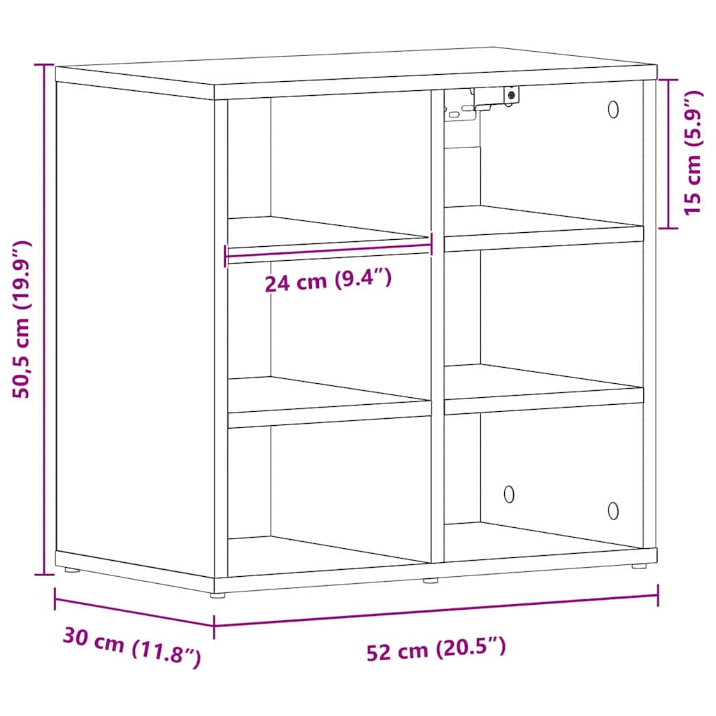 Schuhschrank mit Regal Schwarz Eichen-Optik 52 x 30 x 50,5 cm