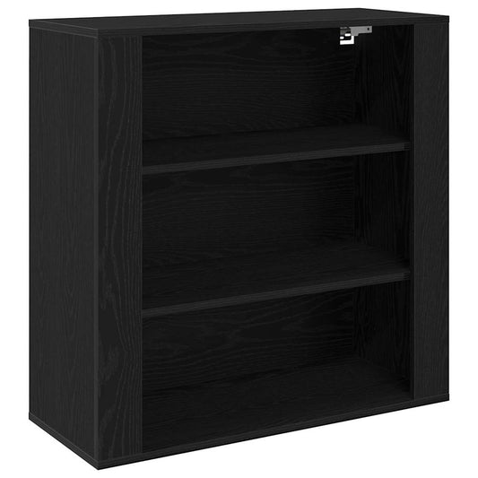 Wandschrank Schwarz Eichen-Optik 80 x 33 x 80 cm Holzwerkstoff