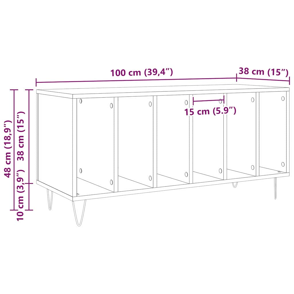 Schallplattenschrank mit Regal Artisan-Eiche 100 x 38 x 48 cm