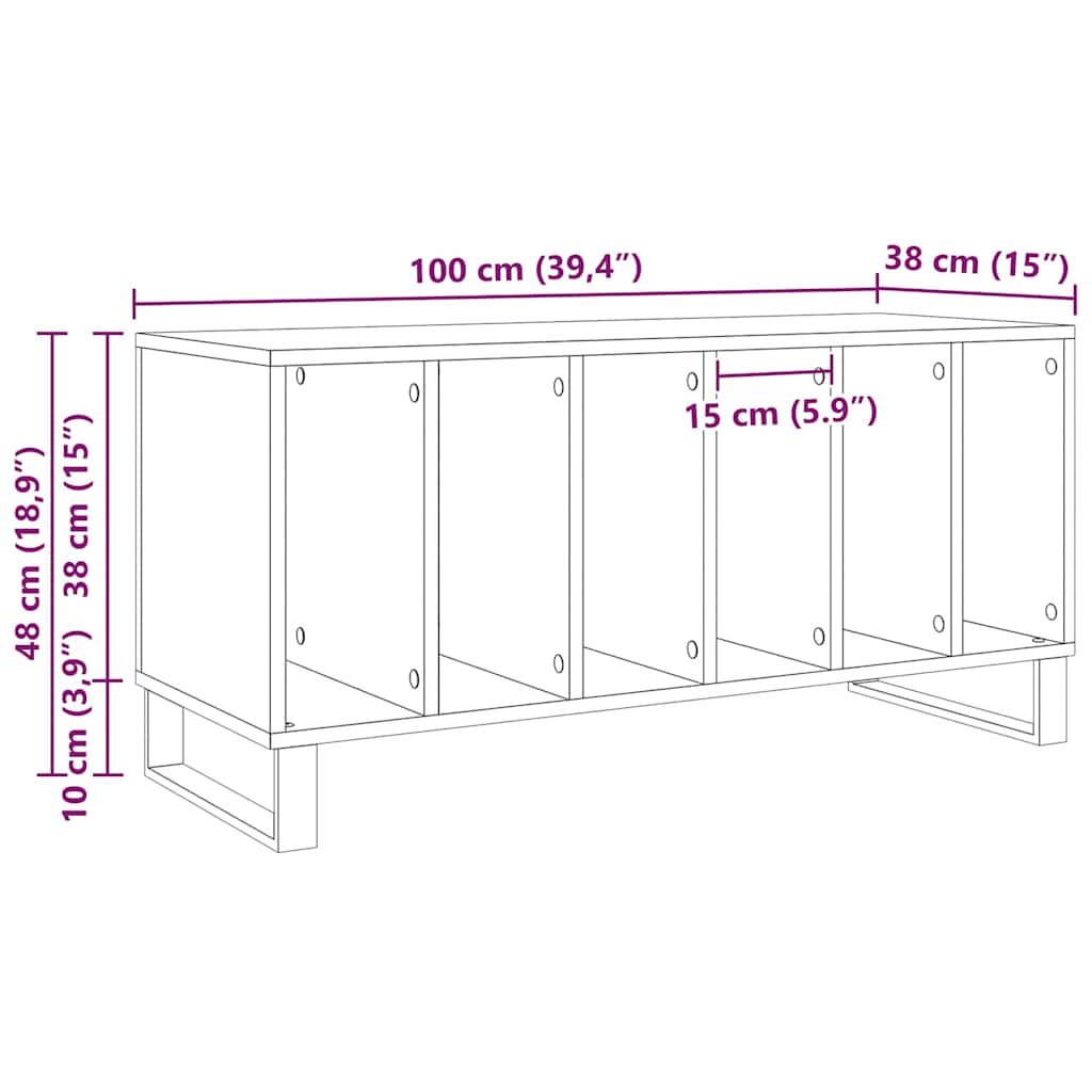 Schallplattenschrank mit Regal Artisan-Eiche 100 x 38 x 48 cm