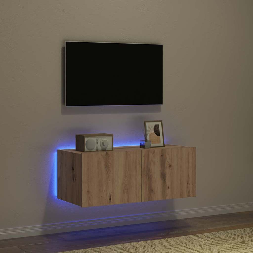TV-Wandregal Eiche handwerklich 80 x 35 x 31 cm Holzwerkstoff