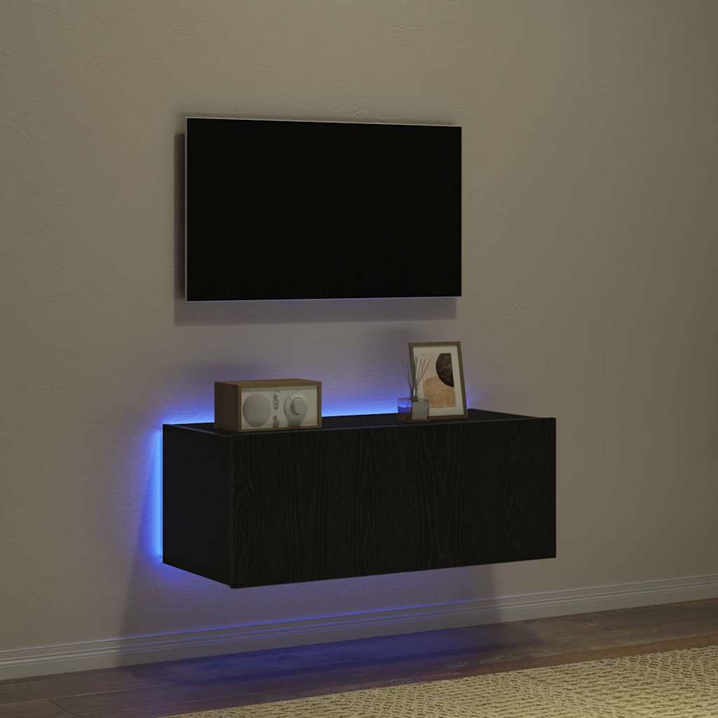 TV-Wandregal Schwarze Eiche 80 x 35 x 31 cm Holzwerkstoff