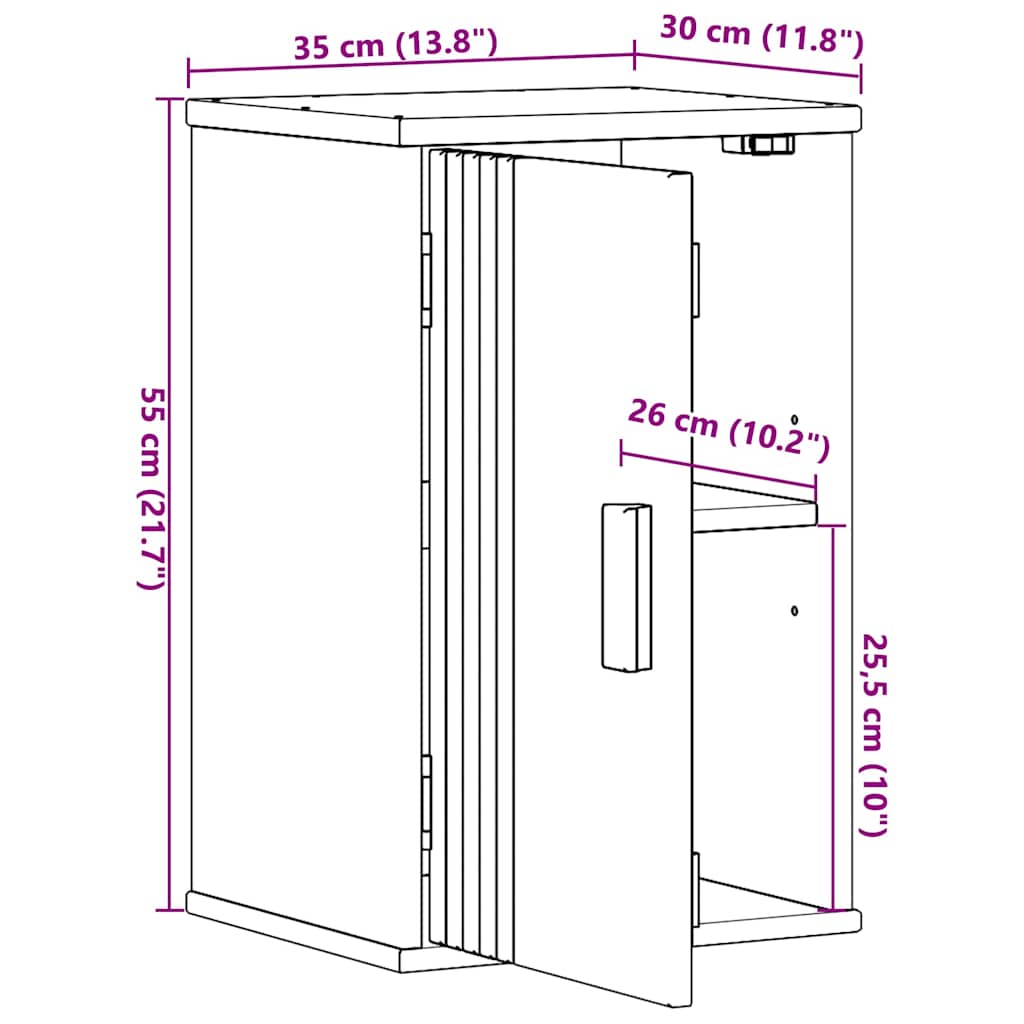 Badezimmer Schrank mit Regal Olden Braun 35 x 30 x 55 cm