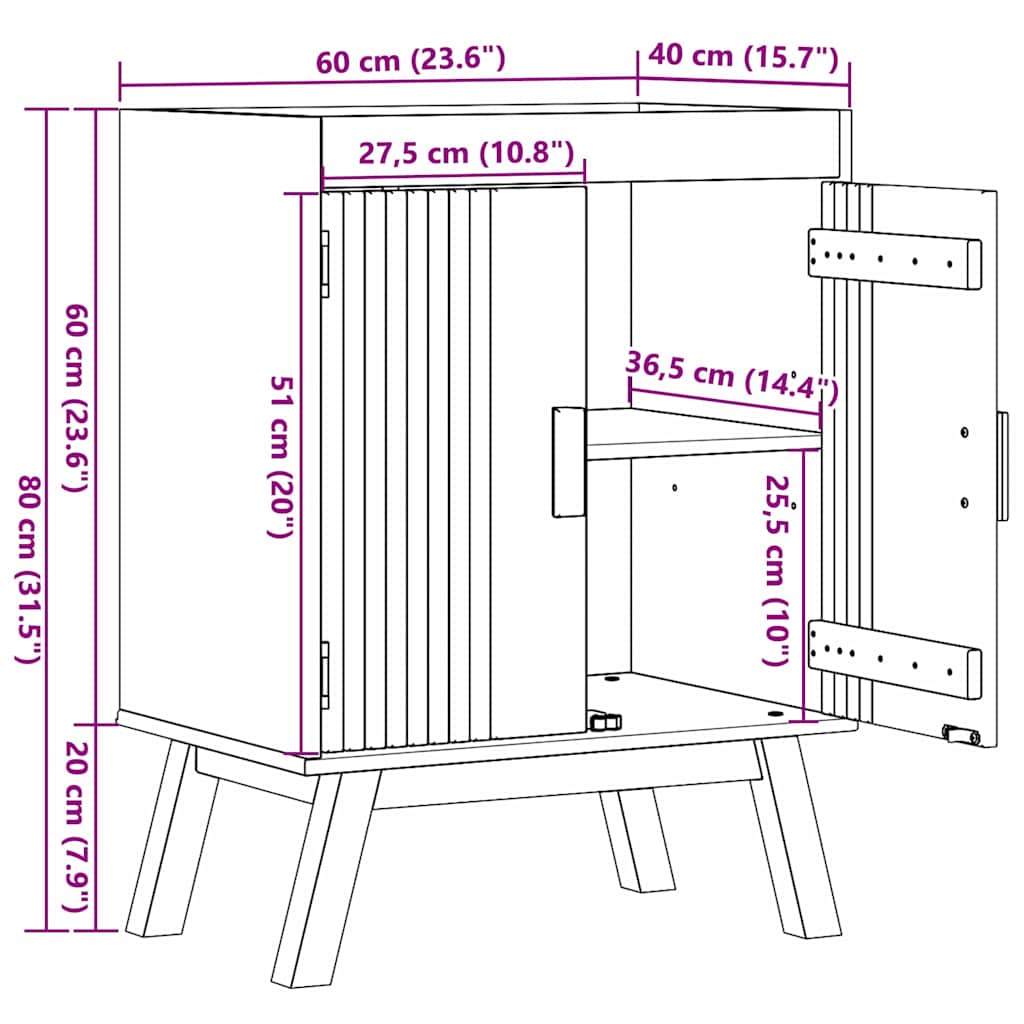 Waschbecken-Unterschrank mit Tür Olden Braun 114 x 43 x 73.5 cm