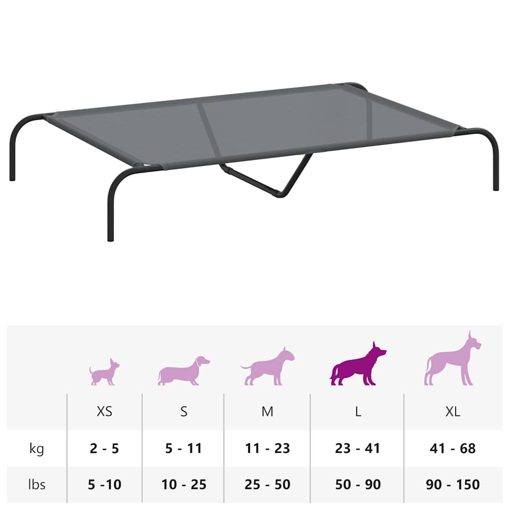 Hundebett Erhöht Grau 130x80x20 cm Textilene und Stahl