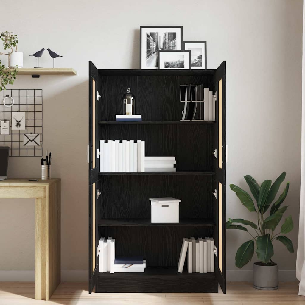 Bücherregal Schwarz Eichen-Optik 82,5 x 30,5 x 150 cm