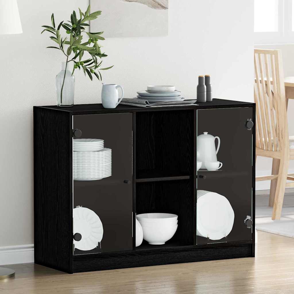 Sideboard Schwarz Eichen-Optik 102 x 37 x 75.5 cm Holzwerkstoff