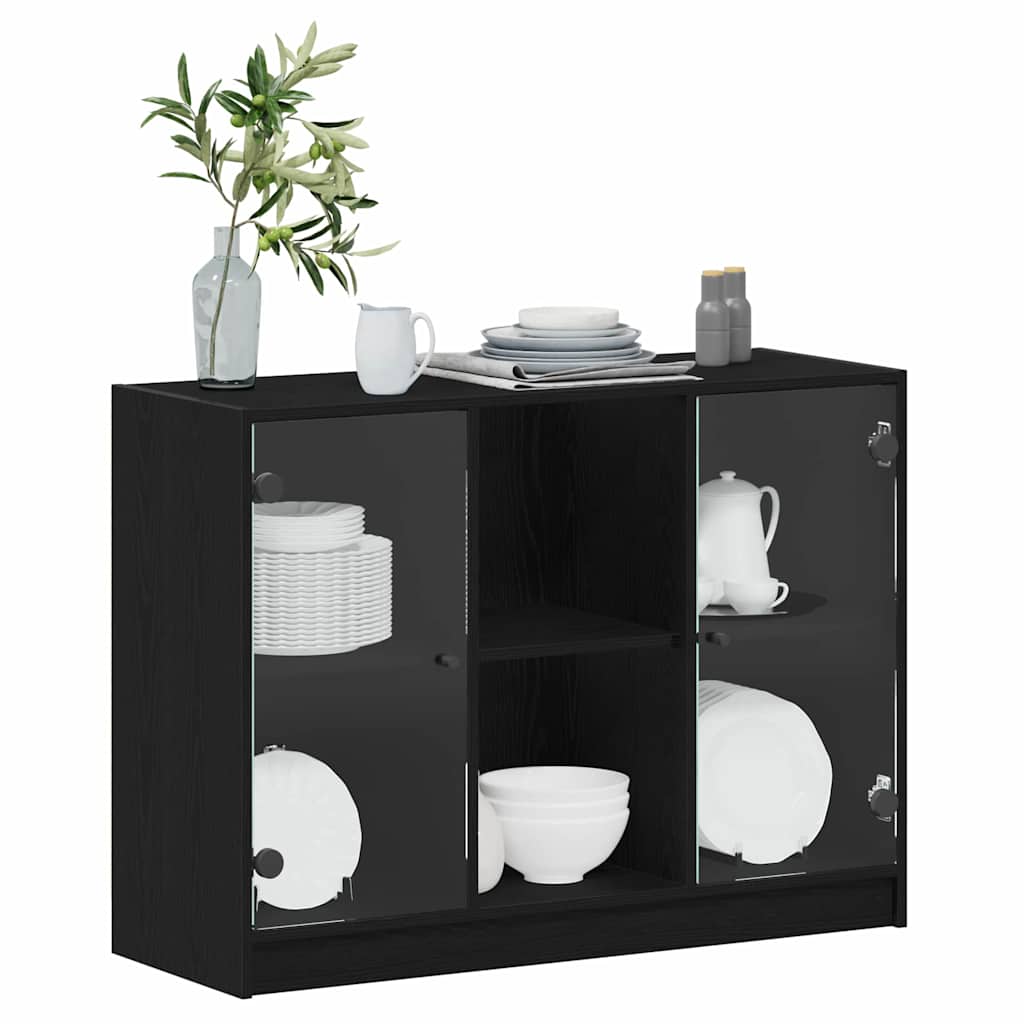 Sideboard Schwarz Eichen-Optik 102 x 37 x 75.5 cm Holzwerkstoff