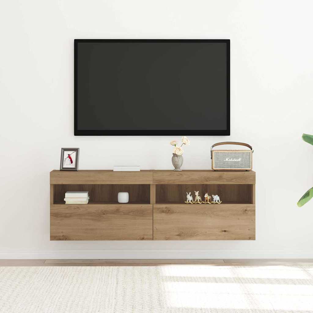 TV-Wandregal Eiche handwerklich 60 x 30 x 40 cm Holzwerkstoff