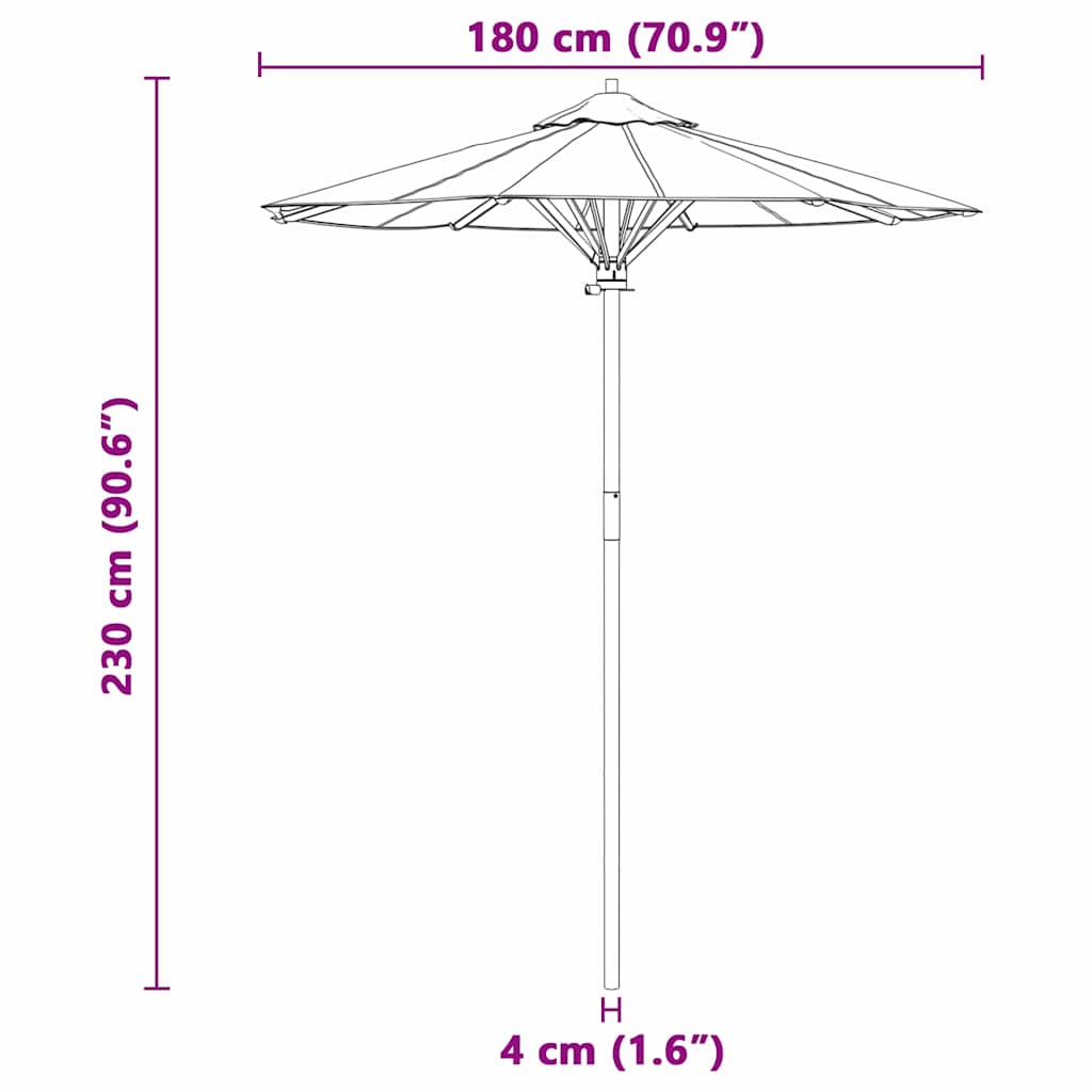 Cremefarbener Garten-Schirm 180x230 cm Bambus