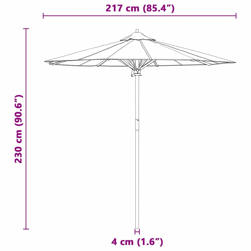 Gartenparasol Cremeweiß 217 x 217 x 230 cm Bambus