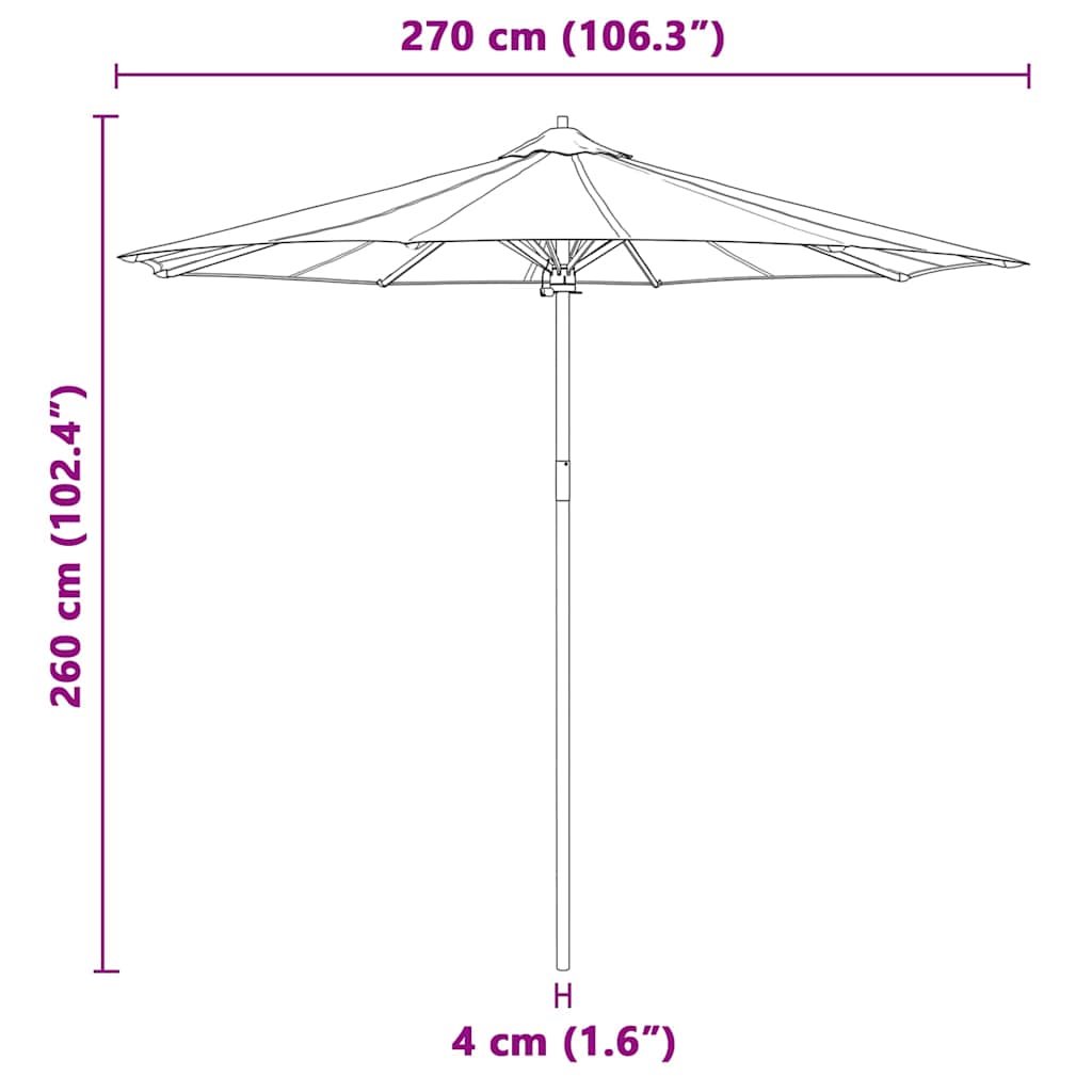 cremeweißer Gartenparasol 270x260 cm Bambus