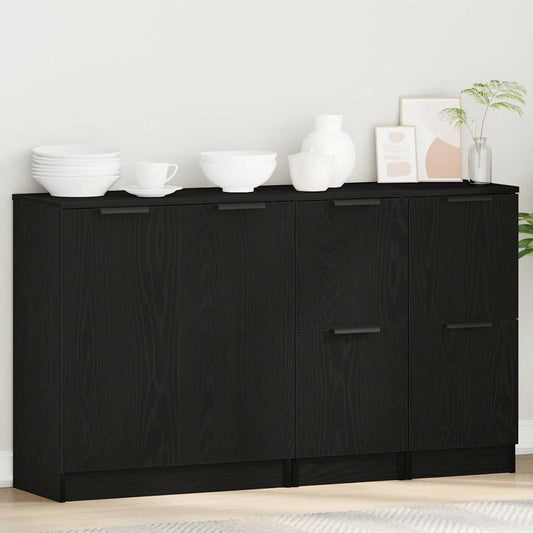 Sideboard Schwarz Eichen-Optik 180 x 30 x 70 cm Holzwerkstoff