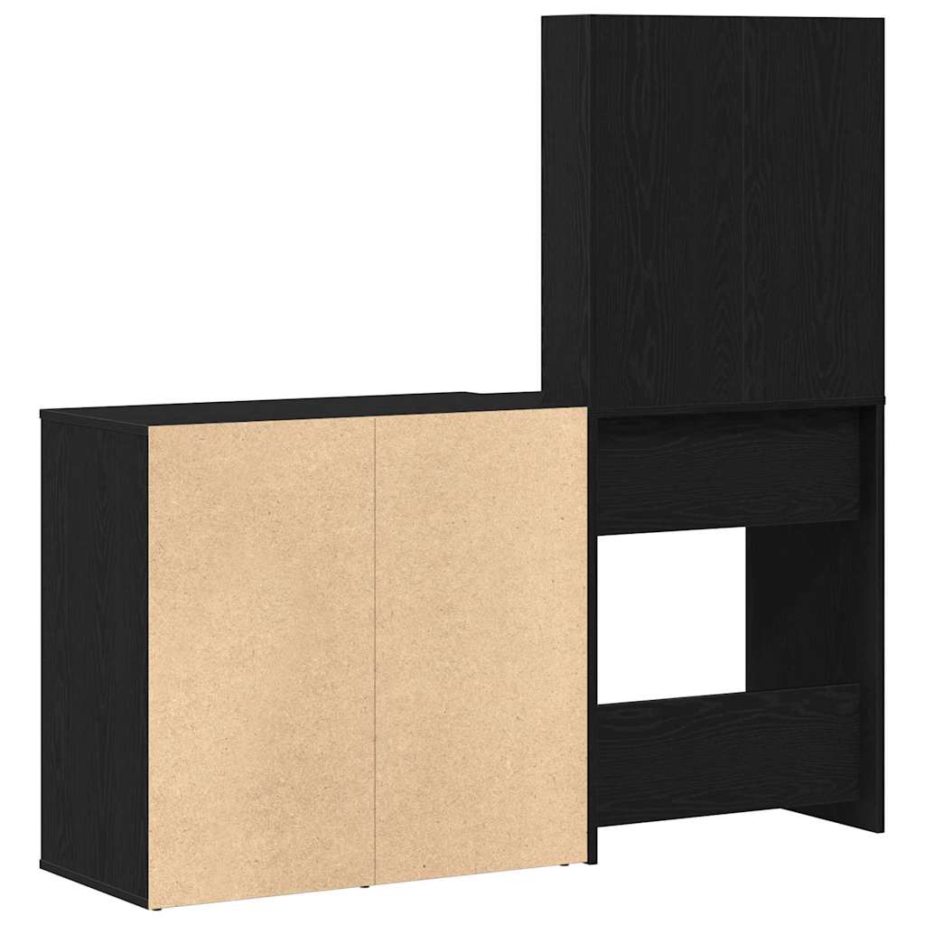 LED Schminktisch Schwarz Eichen-Optik 140 x 40 x 140 cm