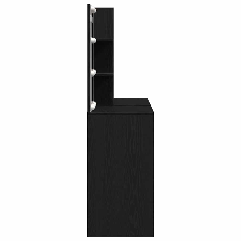 LED Schminktisch Schwarz Eichen-Optik 140 x 40 x 140 cm