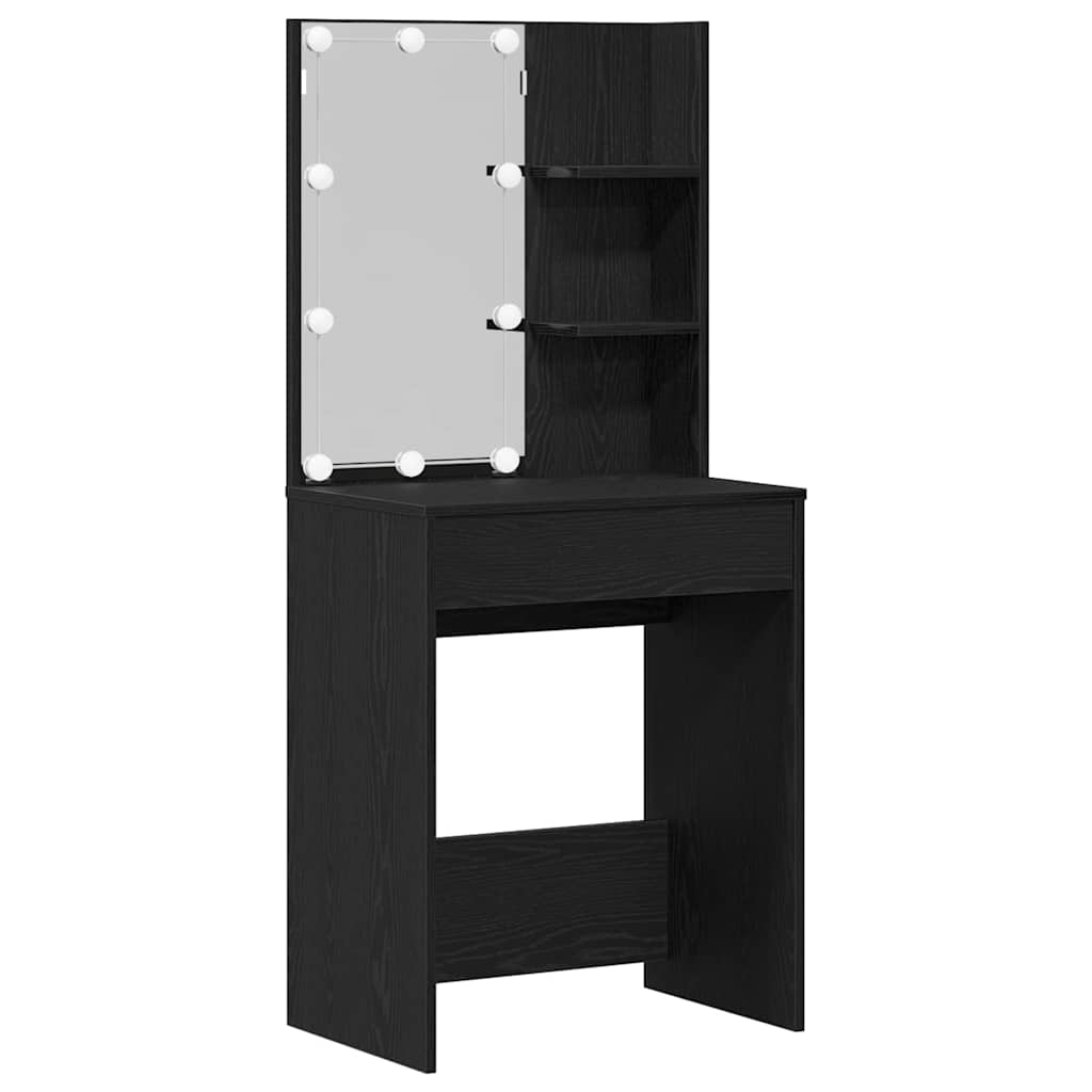 Schminktisch Set Schwarz Eichen-Optik 60 x 40 x 140 cm