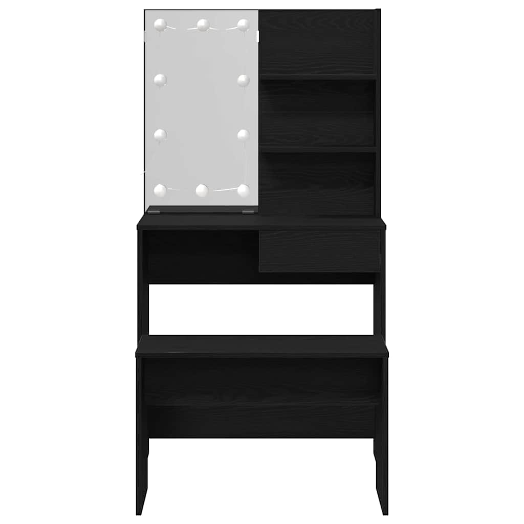 Schminktisch Set Schwarz Eichen-Optik 74.5 x 40 x 141 cm