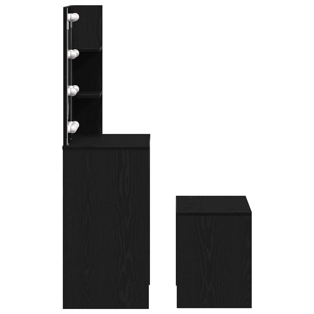 Schminktisch Set Schwarz Eichen-Optik 74.5 x 40 x 141 cm