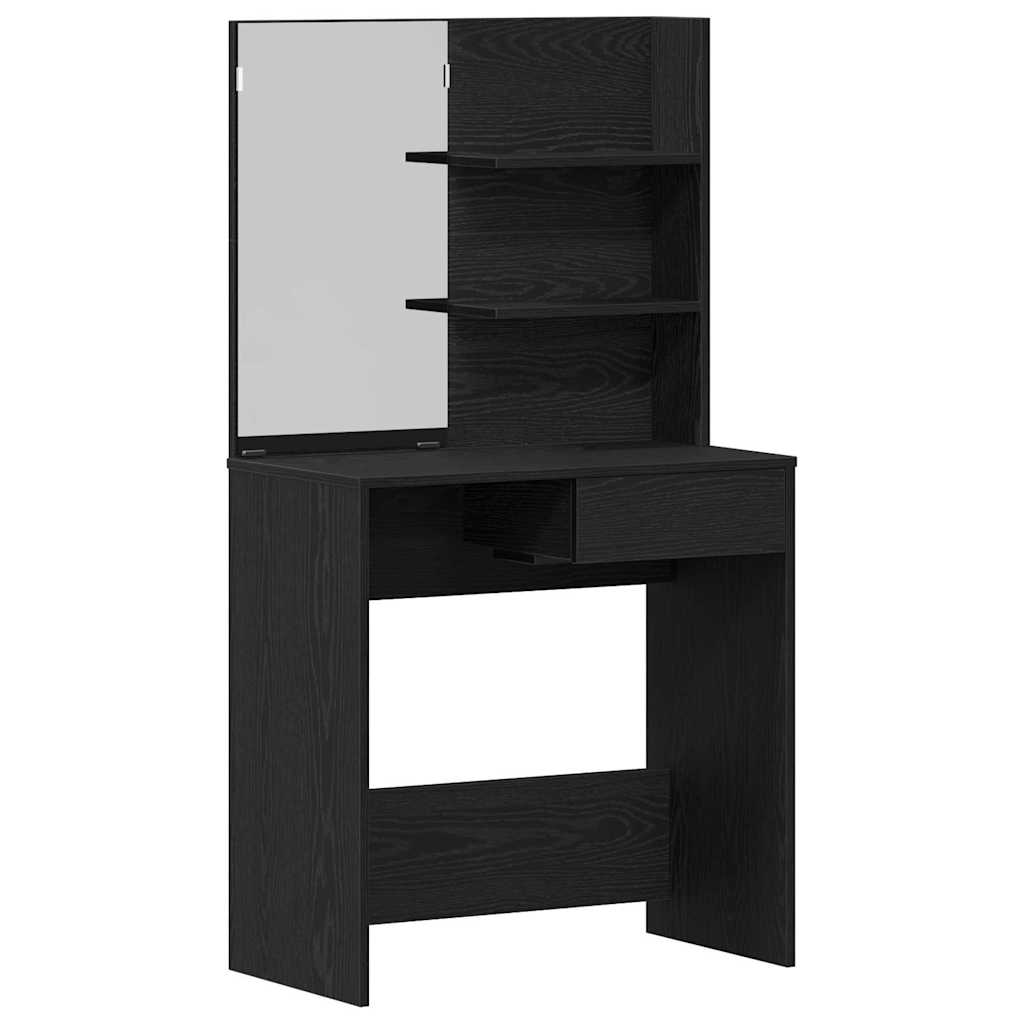 Schminktisch Set 2 pcs Schwarz Eichen-Optik 74.5 x 40 x 141 cm