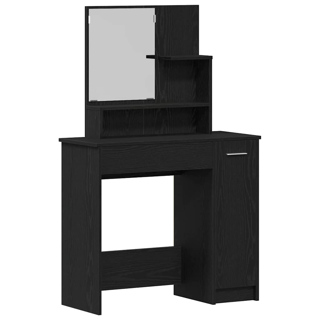 Schminktisch Set 2 pcs Schwarz Eichen-Optik 86.5 x 35 x 136 cm