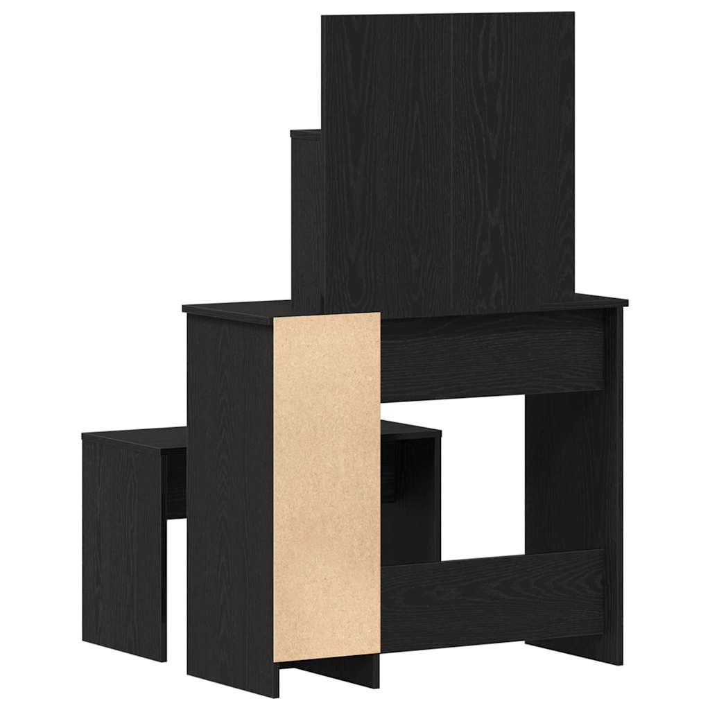 Schminktisch Set 2 pcs Schwarz Eichen-Optik 86.5 x 35 x 136 cm