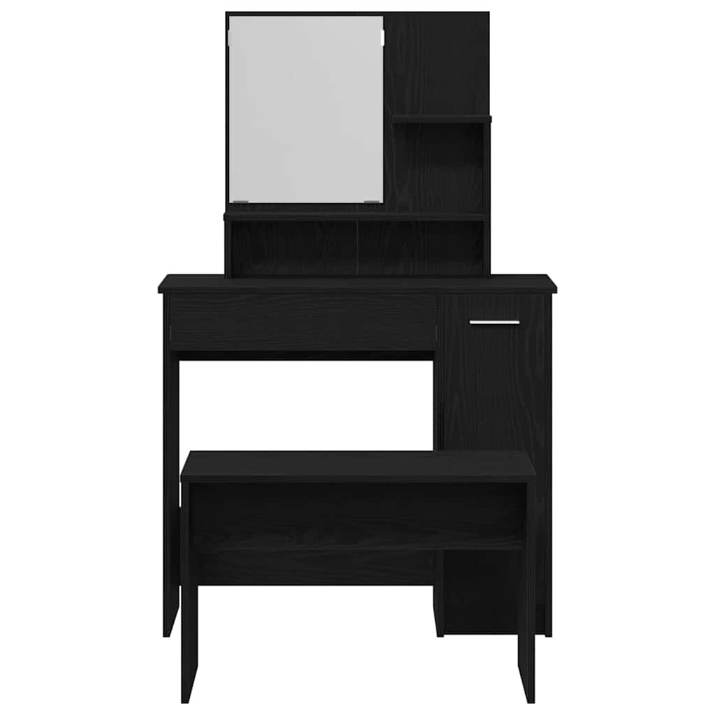 Schminktisch Set 2 pcs Schwarz Eichen-Optik 86.5 x 35 x 136 cm