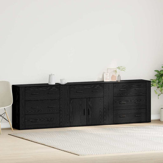 Sideboard Schwarz Eichen-Optik 240 x 33 x 70 cm Holzwerkstoff