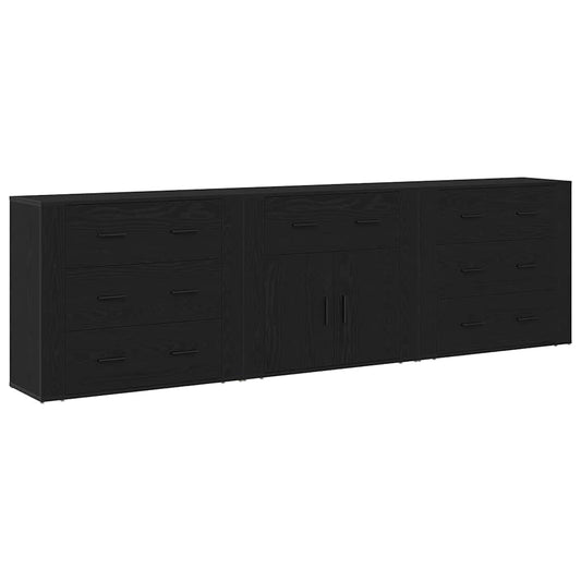 Sideboard Schwarz Eichen-Optik 240 x 33 x 70 cm Holzwerkstoff