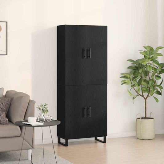 Sideboard Wandmontiert 2 pcs Schwarz Eichen-Optik Holzwerkstoff