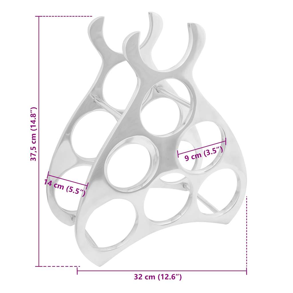Weinregal Silber 38 x 33 x 13 cm Aluminium