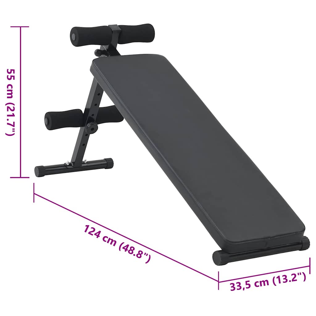 Bauchtrainer Schwarz 124 x 33.5 x 55 cm