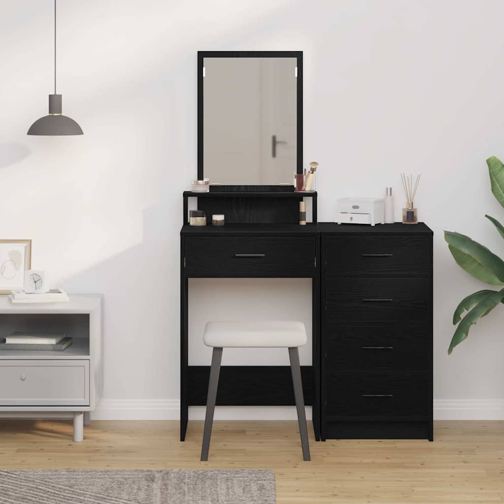 Schminktisch mit Regal Schwarz Eichen-Optik 50 x 41 x 140 cm