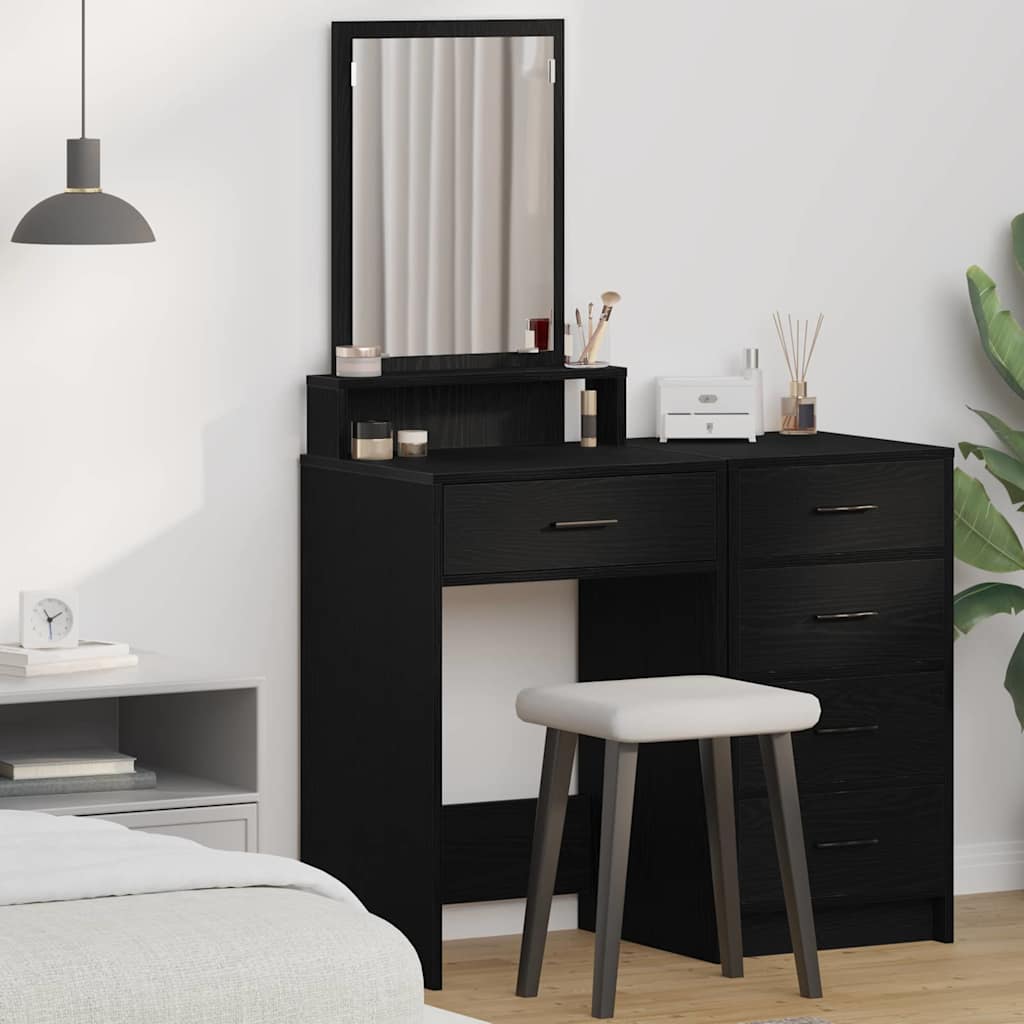 Schminktisch mit Regal Schwarz Eichen-Optik 50 x 41 x 140 cm