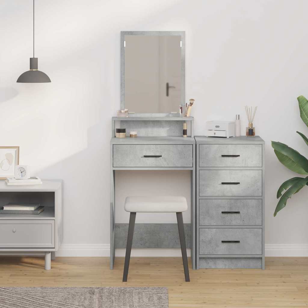 Schminktisch mit Regal Betongrau 50 x 41 x 140 cm Holzwerkstoff