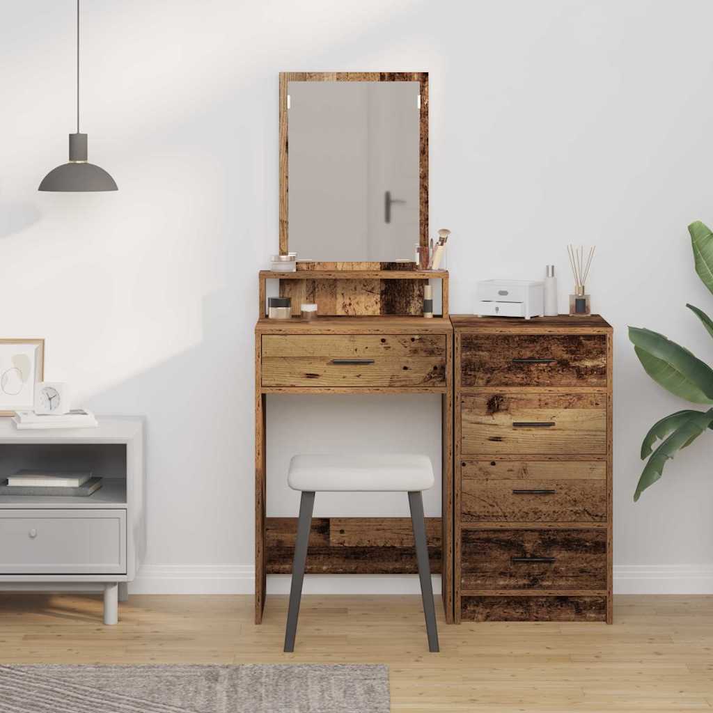 Schminktisch mit Regal Altholz 50 x 41 x 140 cm Holzwerkstoff