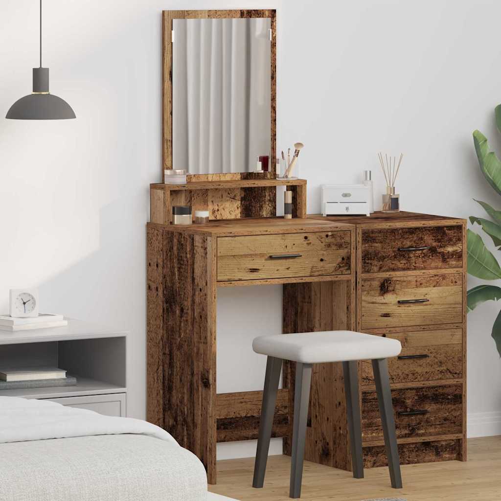 Schminktisch mit Regal Altholz 50 x 41 x 140 cm Holzwerkstoff
