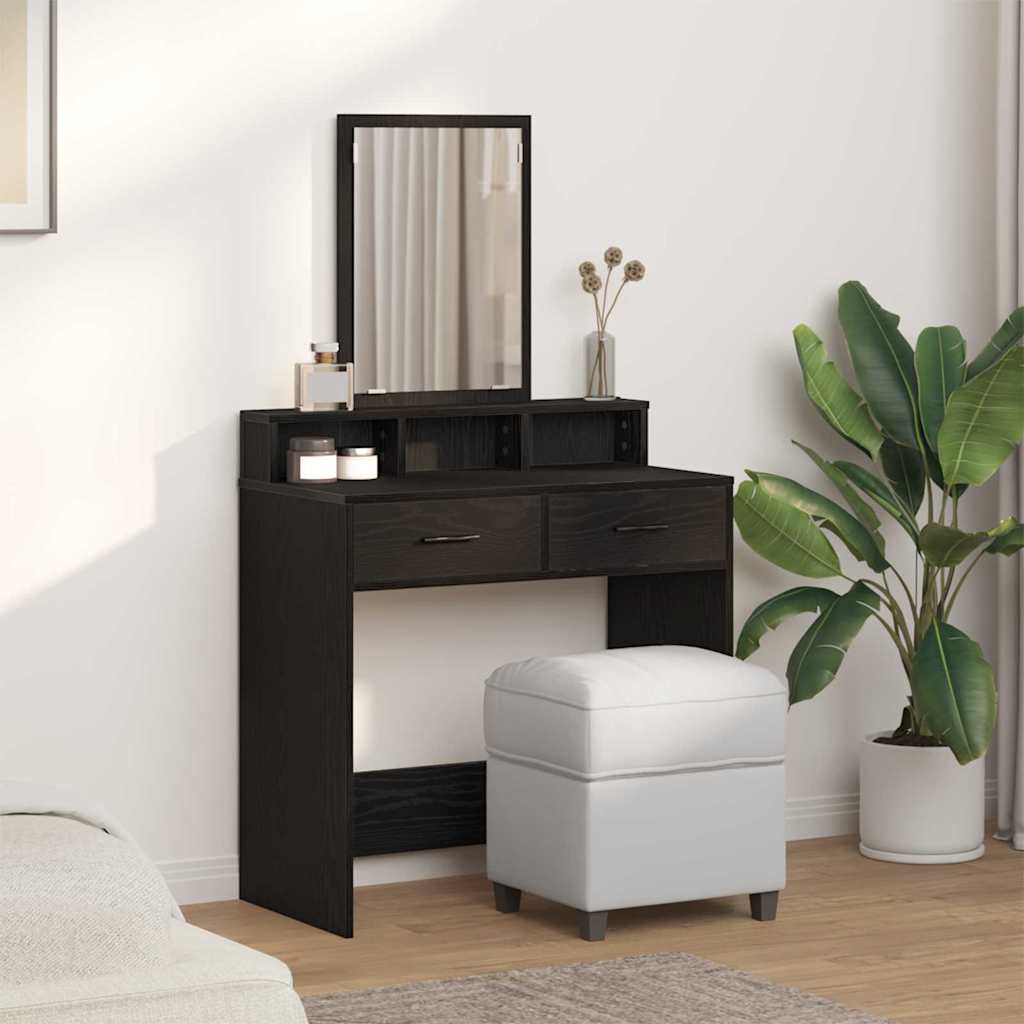 Schminktisch mit Regal Schwarz Eichen-Optik 79 x 41 x 140 cm