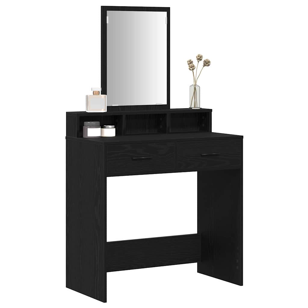 Schminktisch mit Regal Schwarz Eichen-Optik 79 x 41 x 140 cm