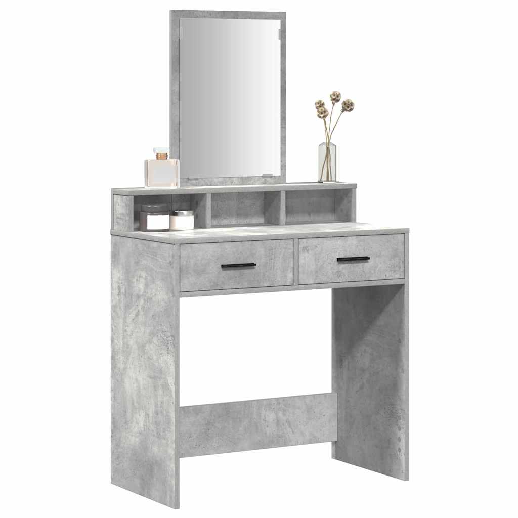 Schminktisch mit Regal Betongrau 79 x 41 x 140 cm Holzwerkstoff