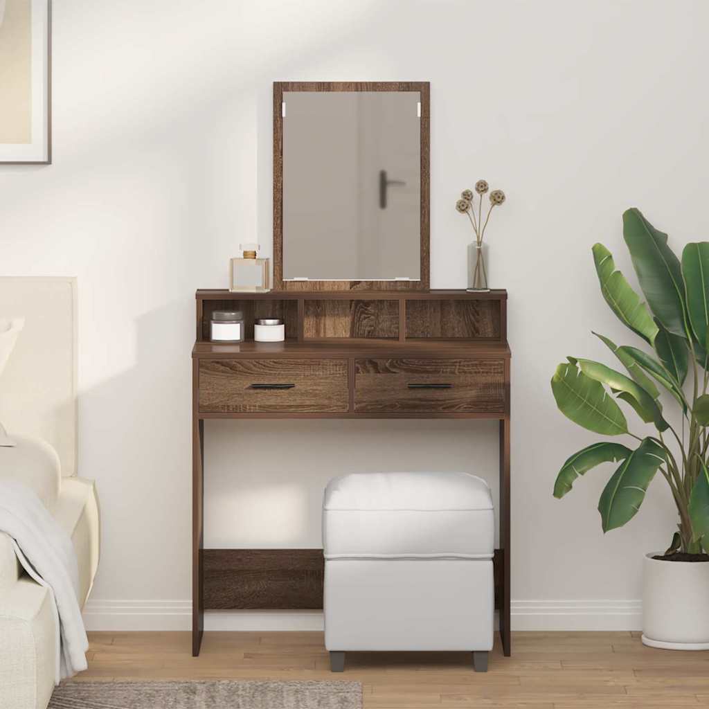 Schminktisch Braun Eichen-Optik 79 x 41 x 140 cm Holzwerkstoff