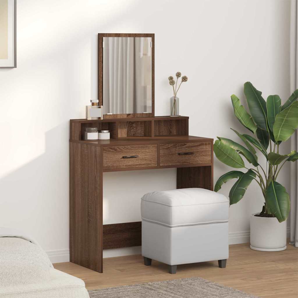Schminktisch Braun Eichen-Optik 79 x 41 x 140 cm Holzwerkstoff