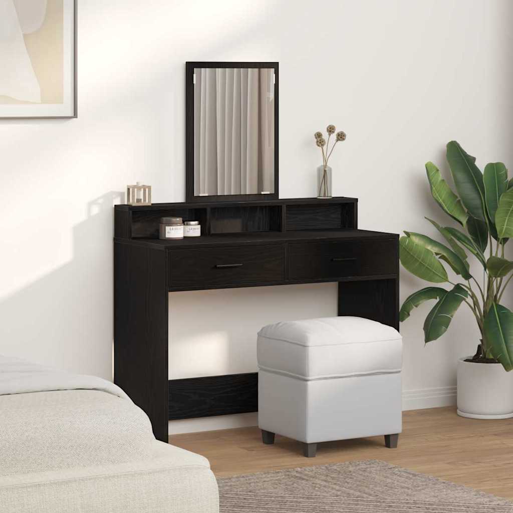 Schminktisch mit Regal Schwarz Eichen-Optik 100 x 41 x 140 cm