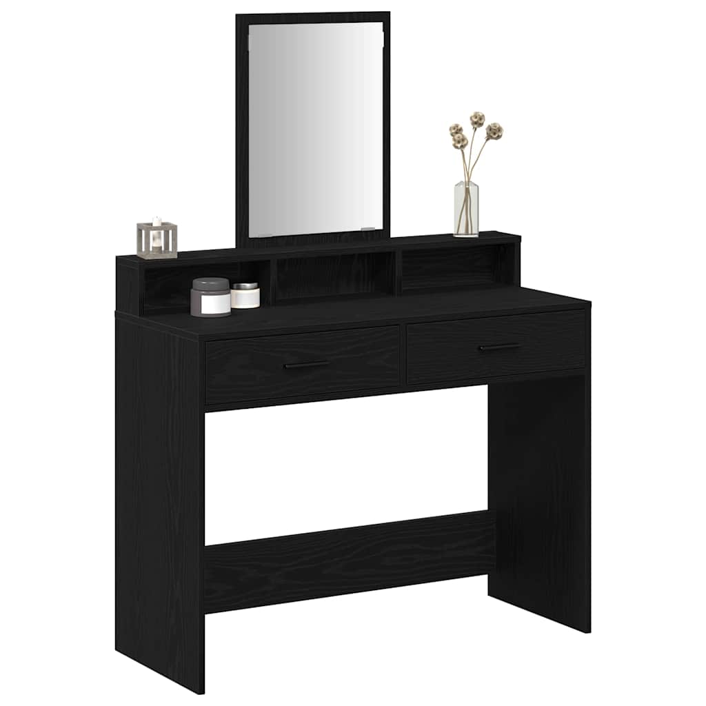 Schminktisch mit Regal Schwarz Eichen-Optik 100 x 41 x 140 cm